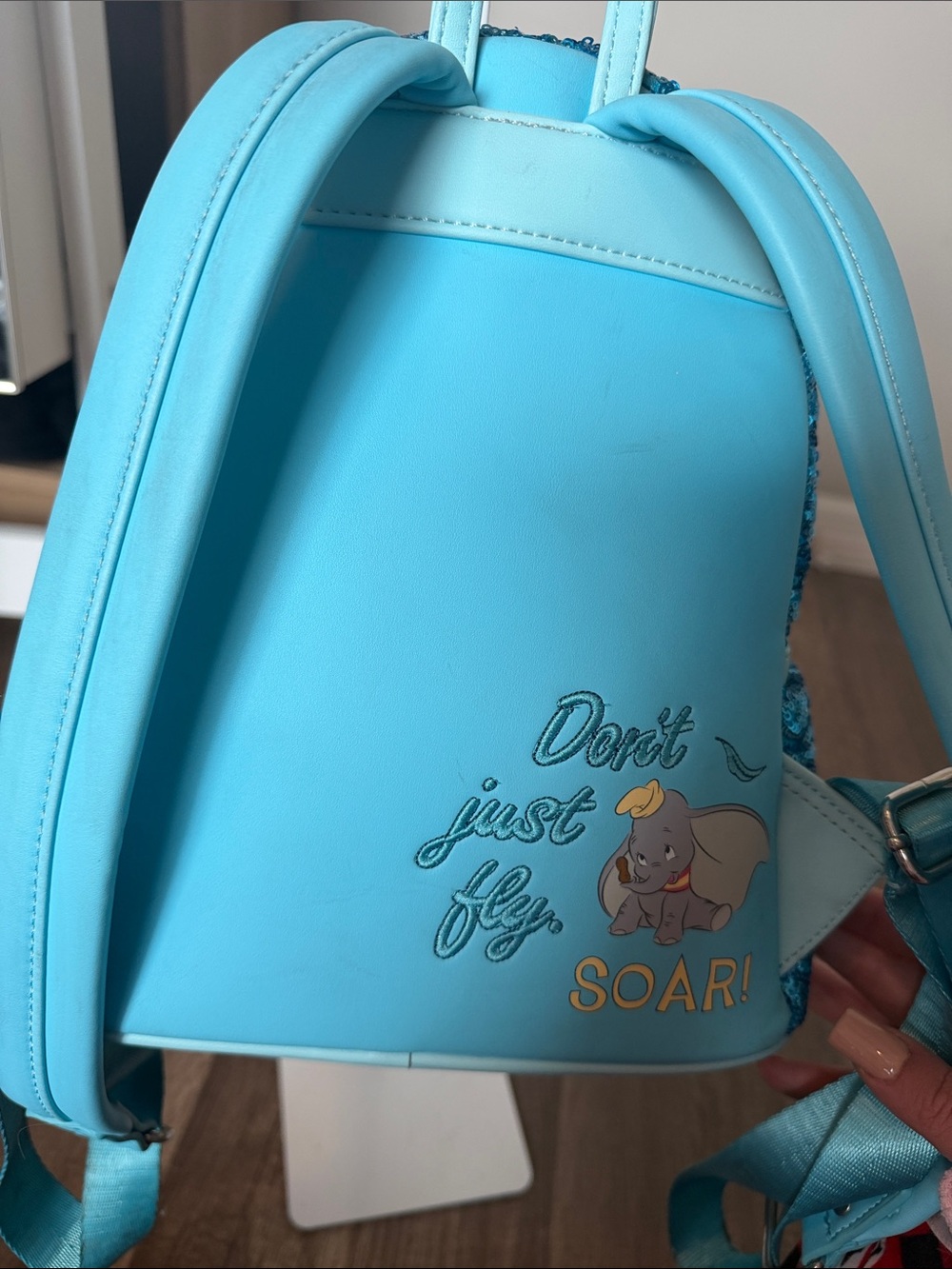 Loungefly Turquoise Sequin Dumbo Backpack - Picture 4 of 5